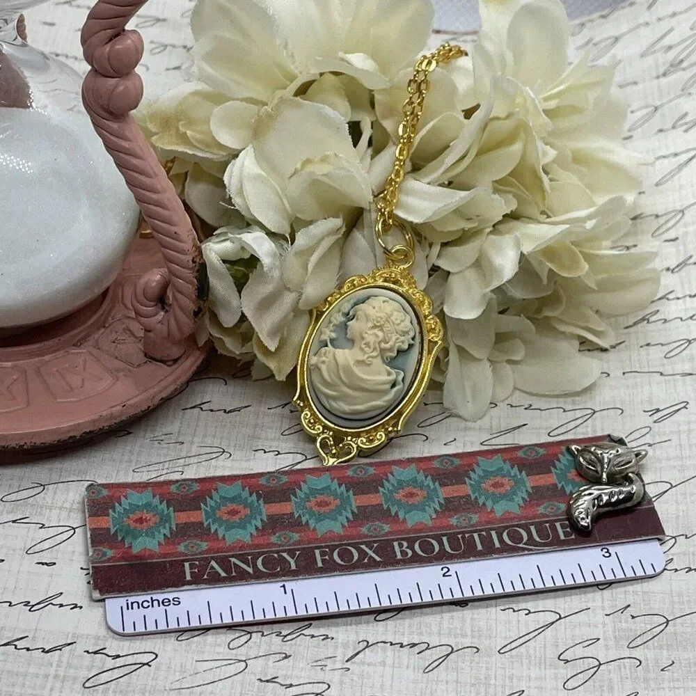 Bright Gold Grecian Greek Goddess Mythology Heart Wedding Jewelry necklace Cameo - Picture 7 of 10